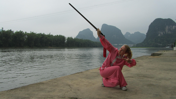 The author does tai chi in Yangshuo in undated photo. 