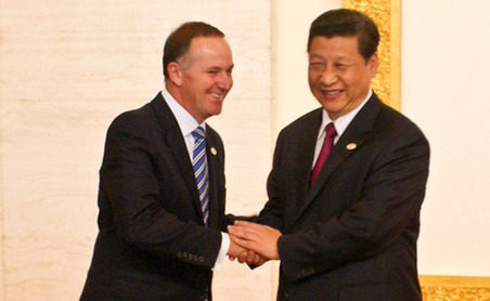 New Zealand Prime Minister John Key meets with Chinese Premier President Xi Jinping.