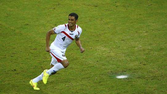 Costa Rica's Michael Umana celebrates after scoring the decisive penalty