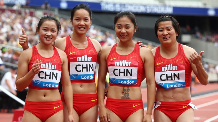 China wins silver in women's 4x100m at London Diamond League
