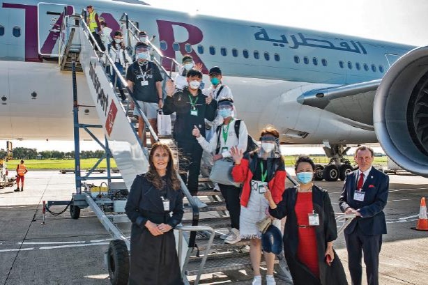 Charter flight brings students to UK