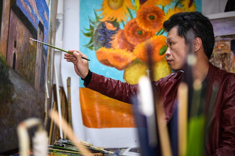 Shenzhen village moves from making replica paintings to creating