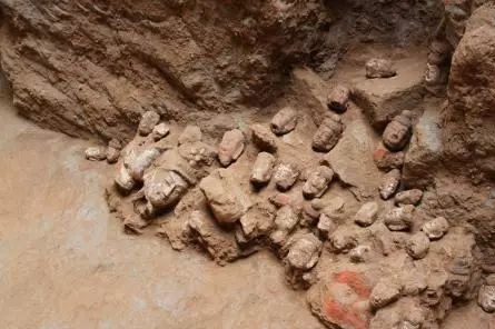 Millennium-old Buddha statues unearthed in ancient market