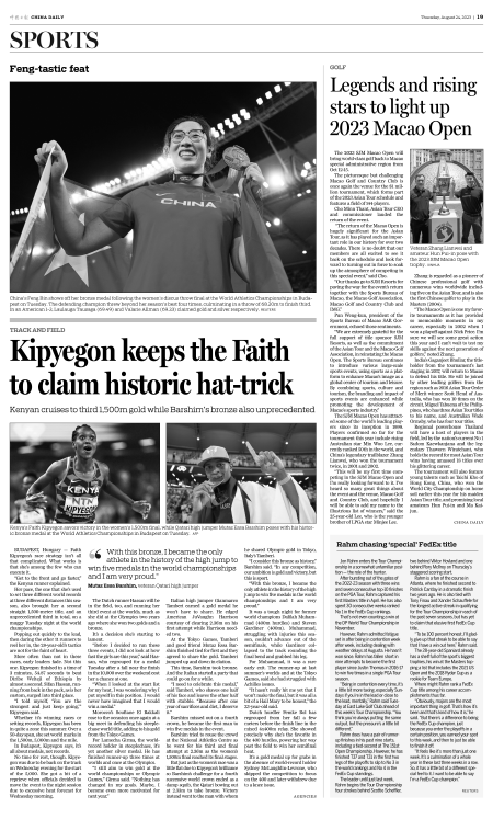 Kipyegon Keeps The Faith To Claim Historic Hat-trick - Chinadaily.com.cn