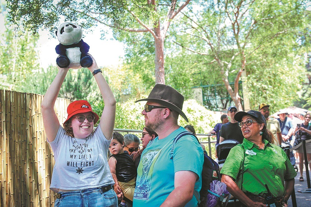 Panda pair makes debut with rousing welcome