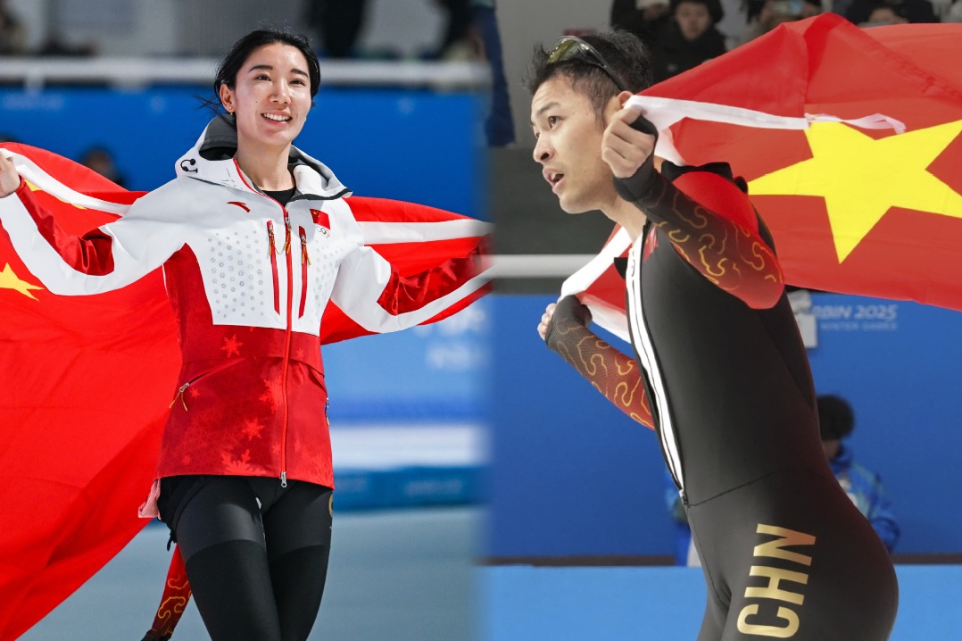 Ning, Han become triple winners as China racks up 11 speed skating golds at Harbin Winter Asiad