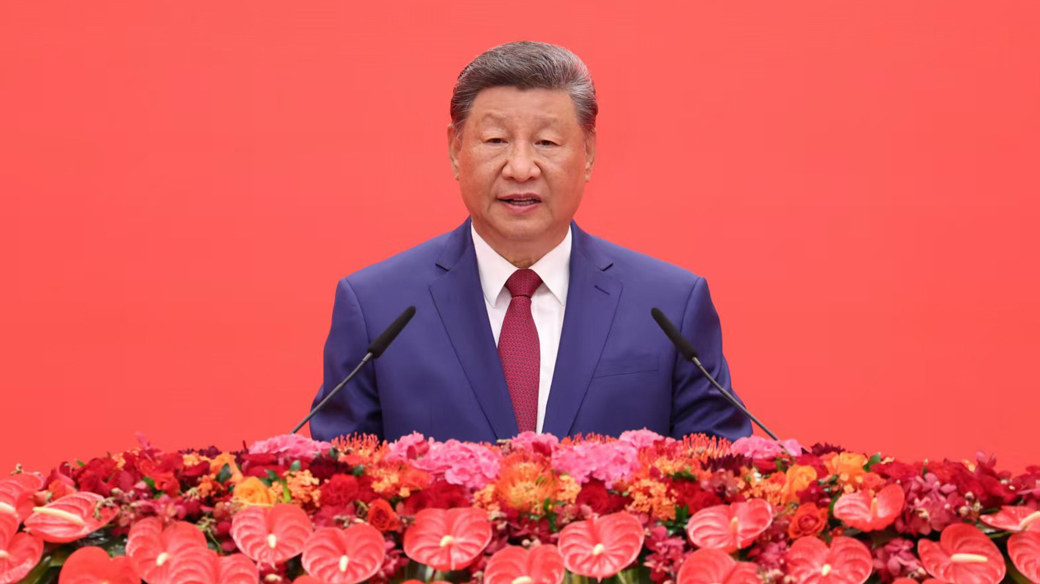 Xi delivers speech at V-Day reception