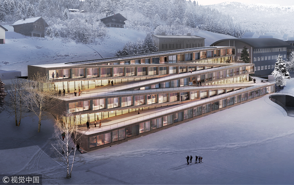 Unusual but true Swiss hotel lets guests ski down its roof