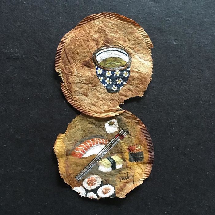 Artist Makes Incredible Mini Paintings In Tea Bags And The Result Is A 
