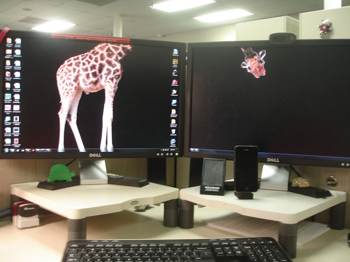 So I Created A New Desktop Background For My Dual Monitors At Work...