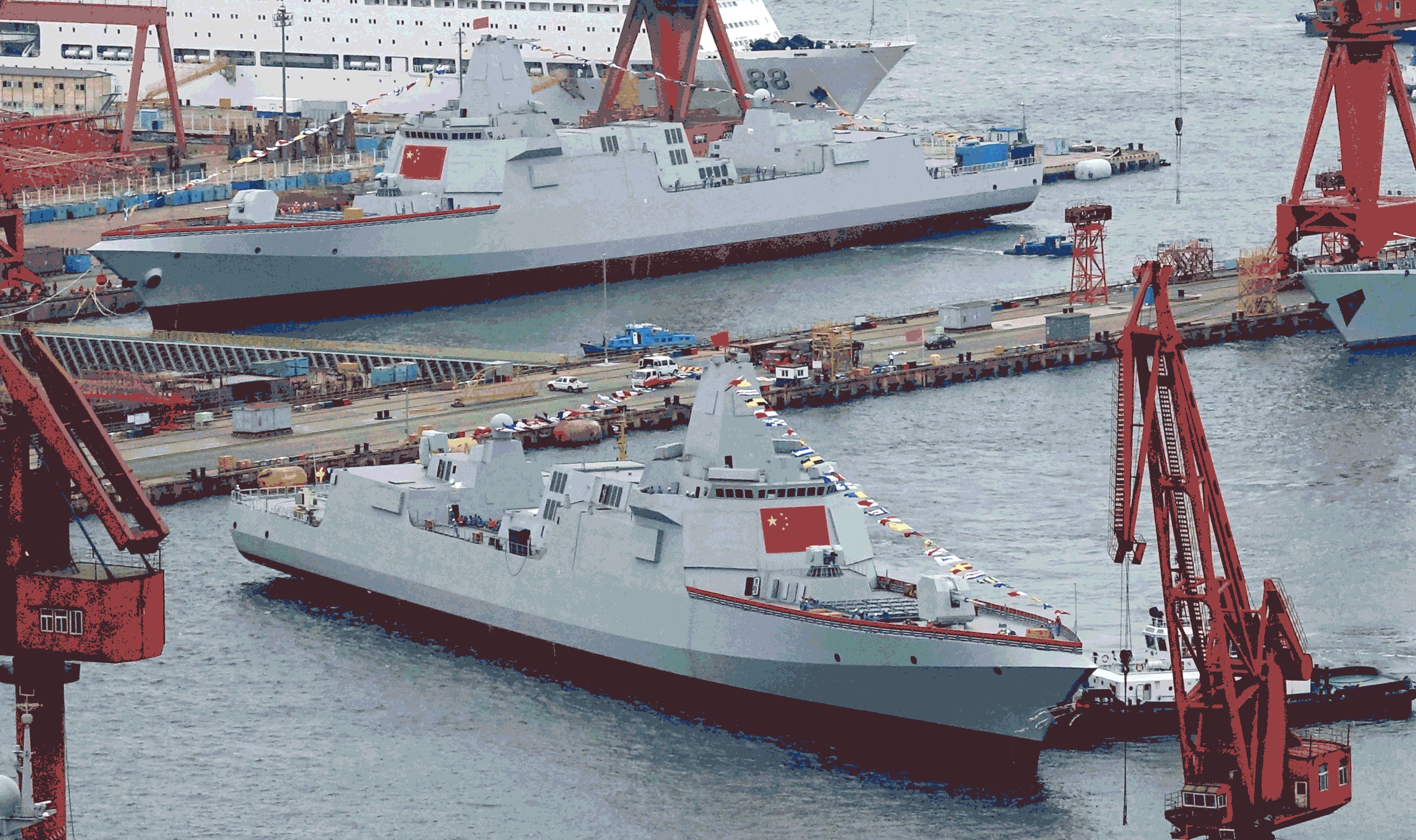 Two more Type 055 destroyers launched