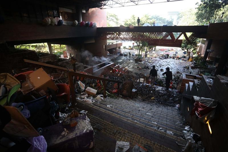 Aftermath of HK's PolyU following overnight clashes