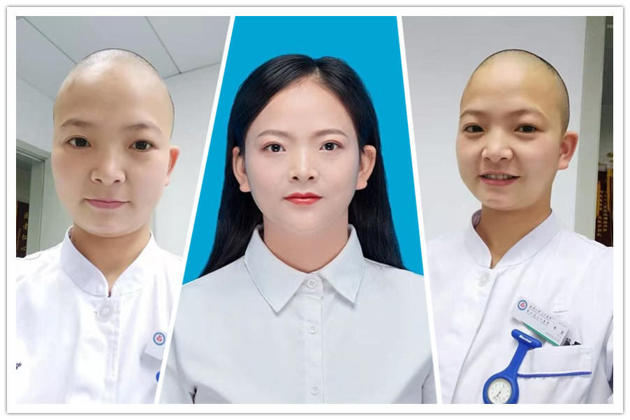 Wuhan nurse shaves head to aid her work against virus - Chinadaily.com.cn