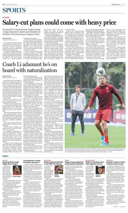 Coach Li adamant he's on board with naturalization - Chinadaily.com.cn