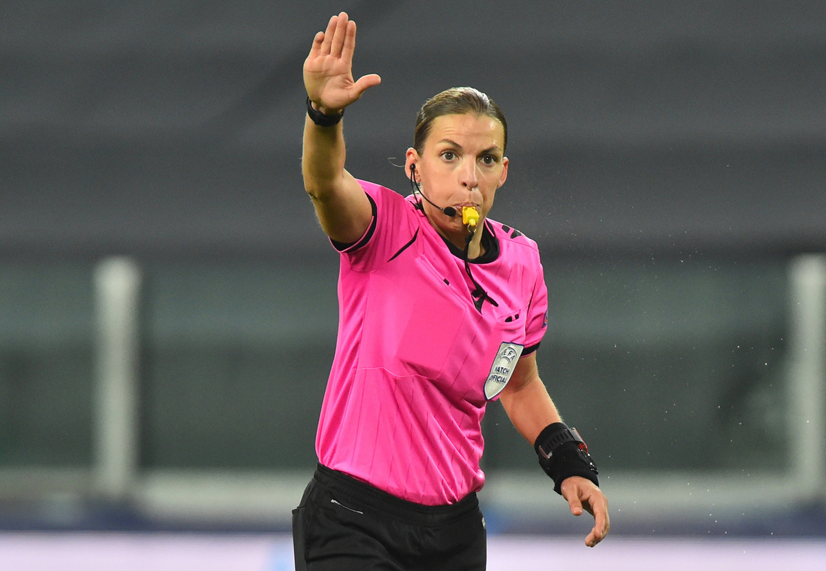 Stephanie Frappart makes history as first female referee for match