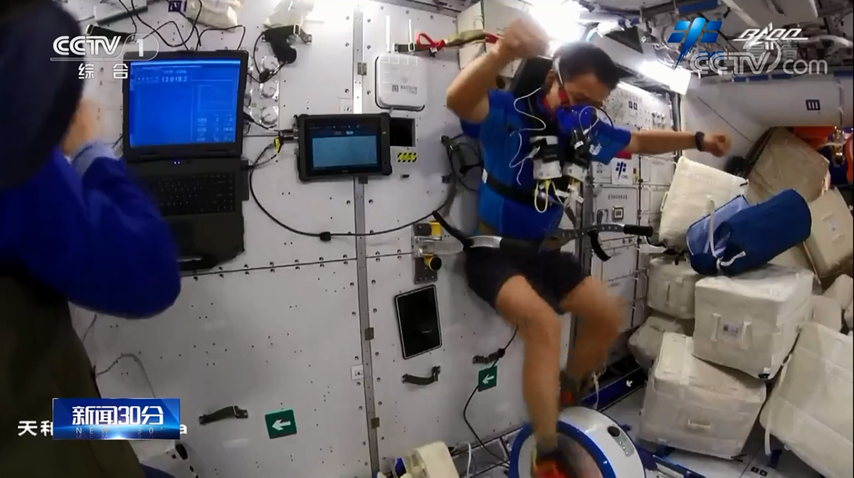 astronauts exercise in space