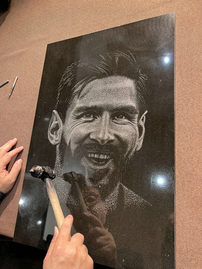 Leo Messi Black and White Portrait