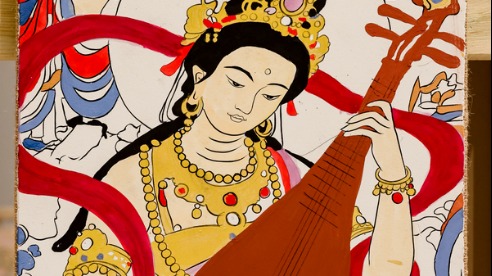 Gansu children paint Dunhuang tales at Shanghai exhibition
